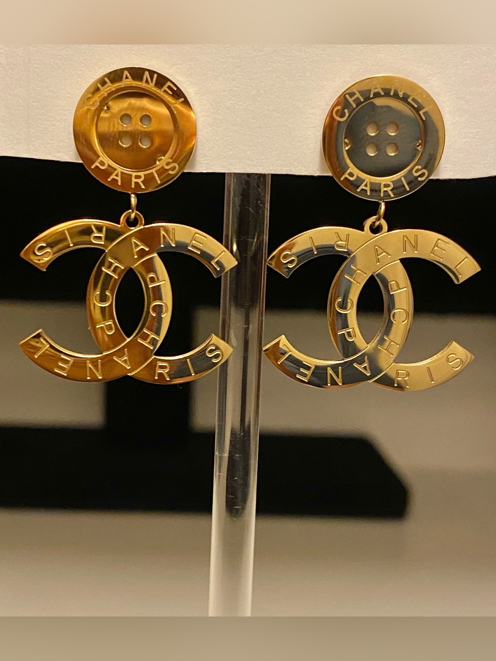 Fashion Jewelry 14K Gold Plated Double CC Luxury Dangle Earrings